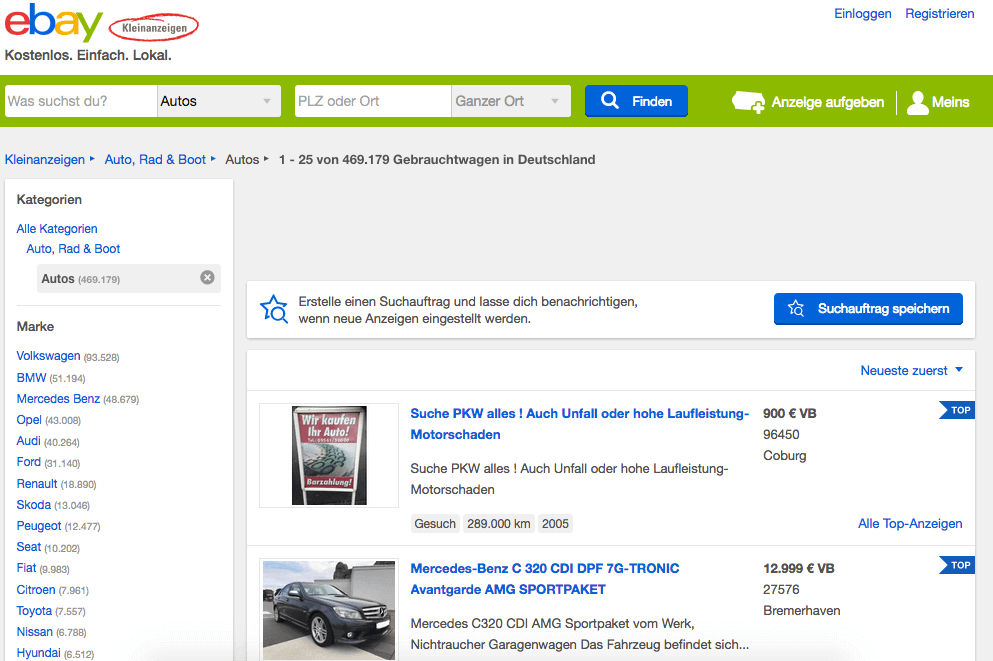 Fahrzeugbörse eBay-Kleinanzeigen als zusätzlicher Vertriebskanal?