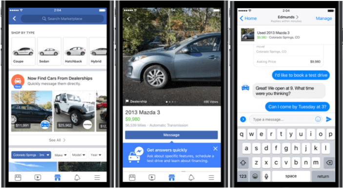 Facebooks Fahrzeugbörse Vehicles in den USA bereits live